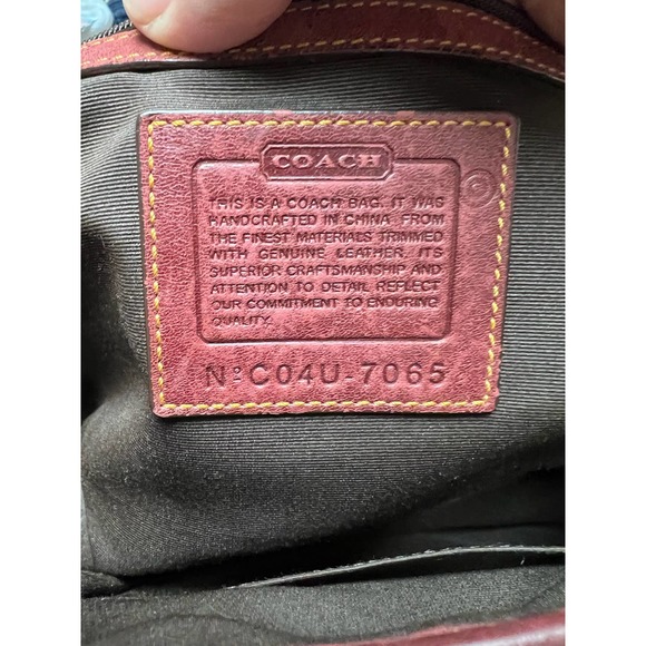 Coach Special Edition 2004 Brown Signature C Burgundy Suede Leather Satchel 7065 - Picture 10 of 10